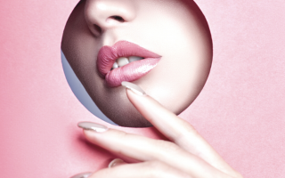 Pink lipstick lips.